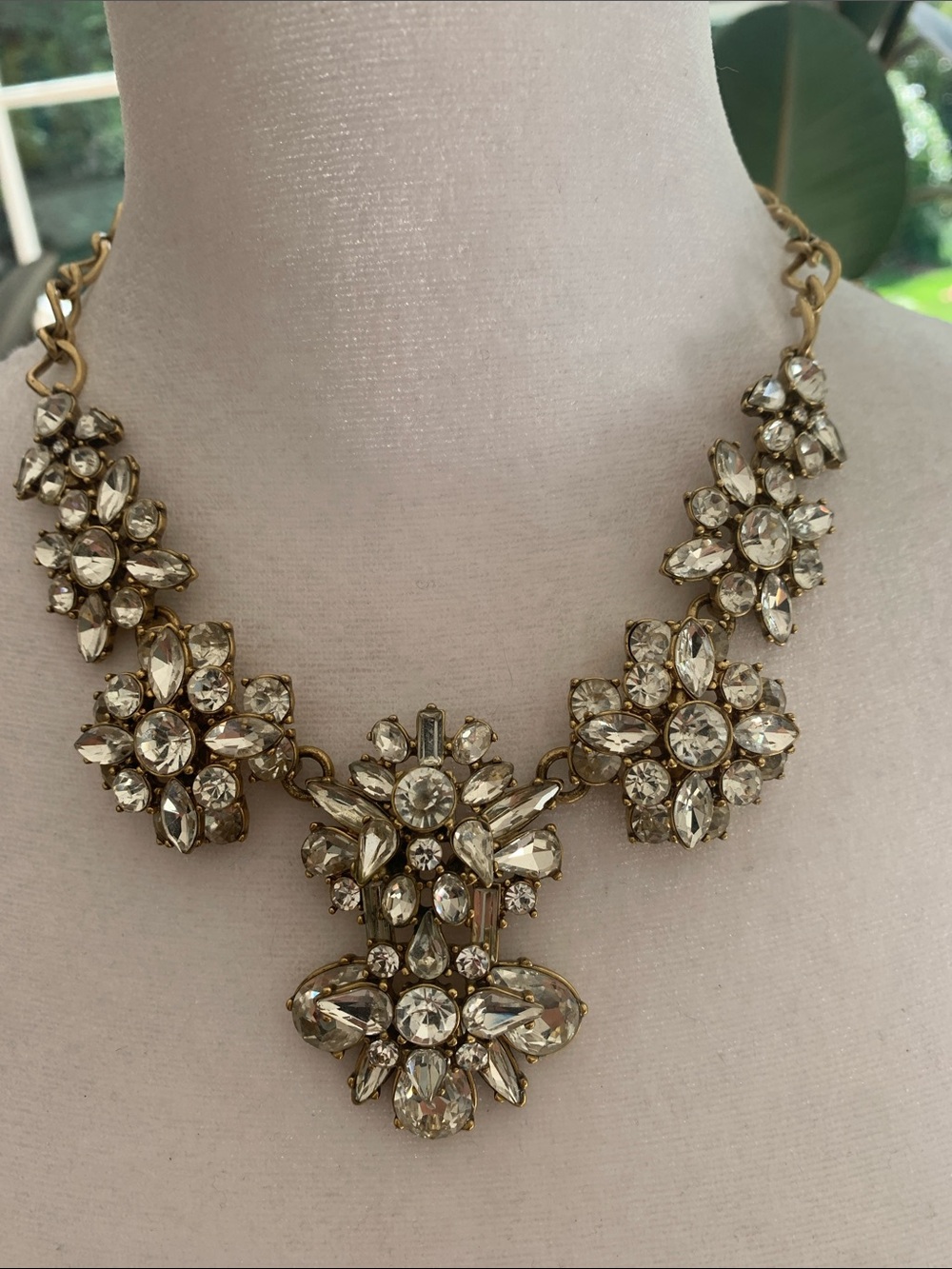 J. Crew Gold-Tone Floral Crystal Bib Necklace